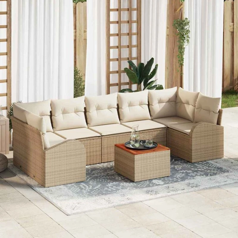 vidaXL Havesofa Sæt 8 pc Beige/Creme med Opbevaring