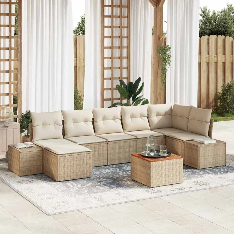 vidaXL Havesofa Sæt 8 stk Beige og Hvid