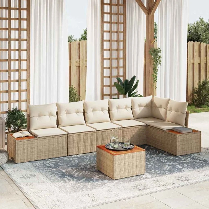 vidaXL Havesofa Sæt 6 pc Beige/Creme Polyrattan