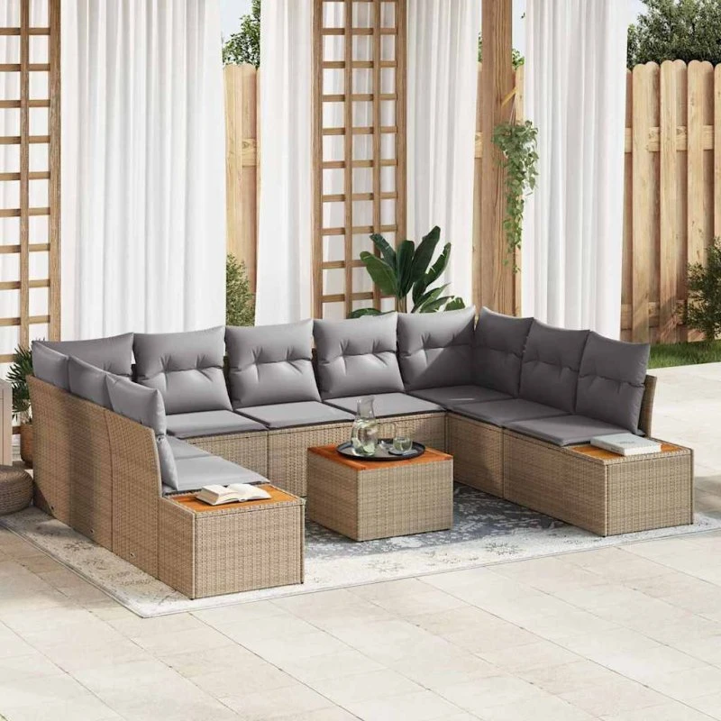 vidaXL Havesofa Sæt 5-pcs Beige/Lys Grå Polyrattan