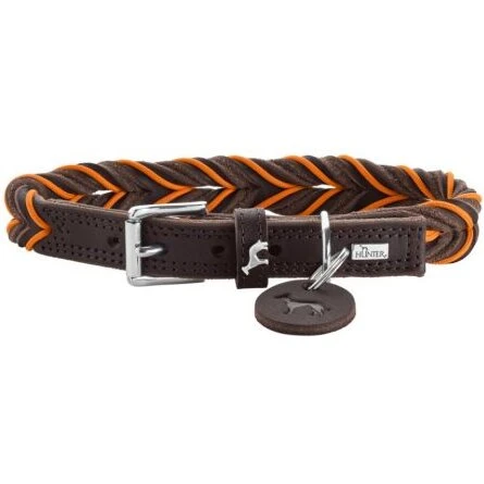 Hunter Solid Education Cord halsbånd 50–56 cm, brun/orange