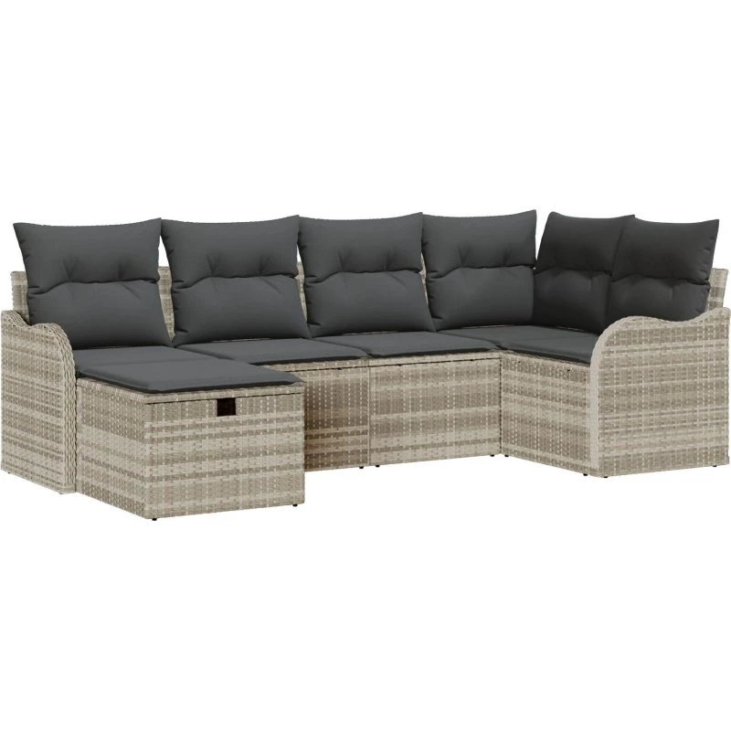 Rattan Home Lysegrå Havesofa 6-stk, 232,5 x 122,5 x 85 cm