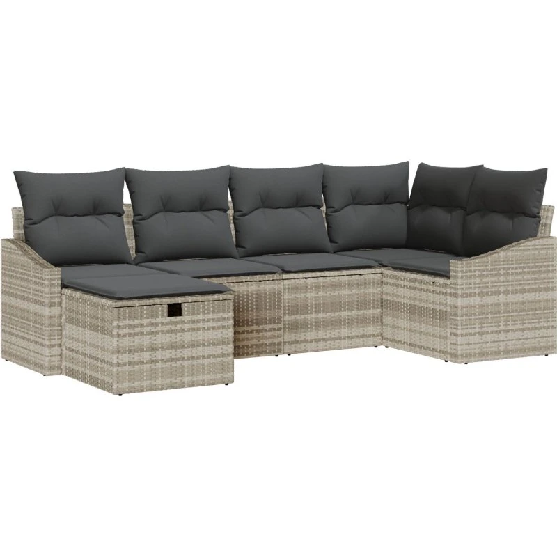 Havesofa Sæt med Pude med Opbevaring 6 stk Lysegrå Grå