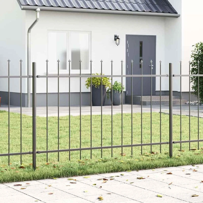 vidaXL Havehegn 7 pcs Grå 11,9 x 1 m Pulverlakeret Stål