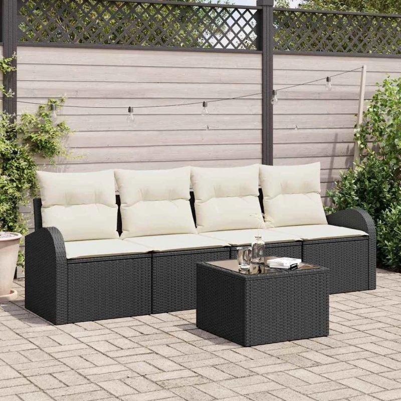 vidaXL Havesofa Sæt Sort 55x55x37 cm Poly rattan