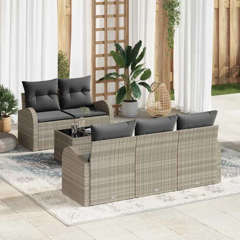 vidaXL Havesofa Sæt Lysegrå 55x55x37 cm Poly rattan