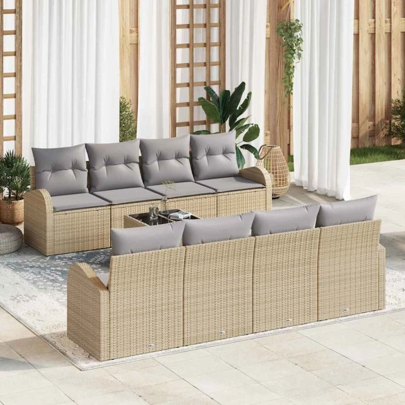 vidaXL Havesofa Sæt Beige 55x55x37 cm polyrattan
