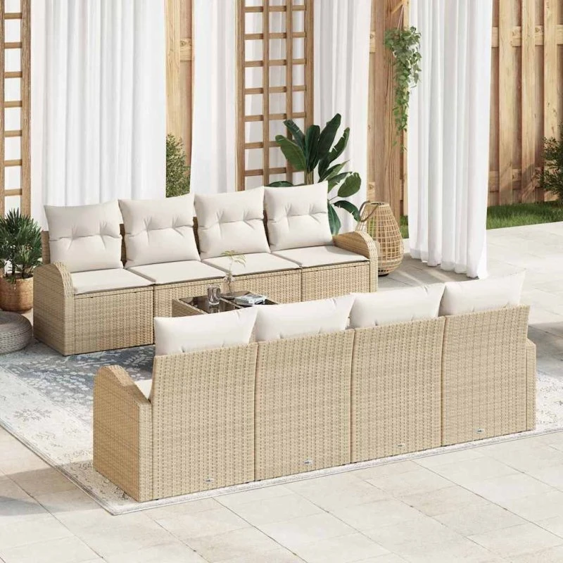 vidaXL Havesofa Sæt Beige 55x55x37 cm polyrattan