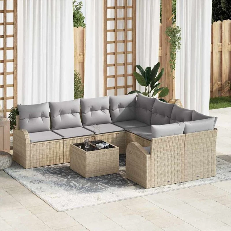 vidaXL Havesofa Sæt Beige 55x55x37 cm Poly Rattan
