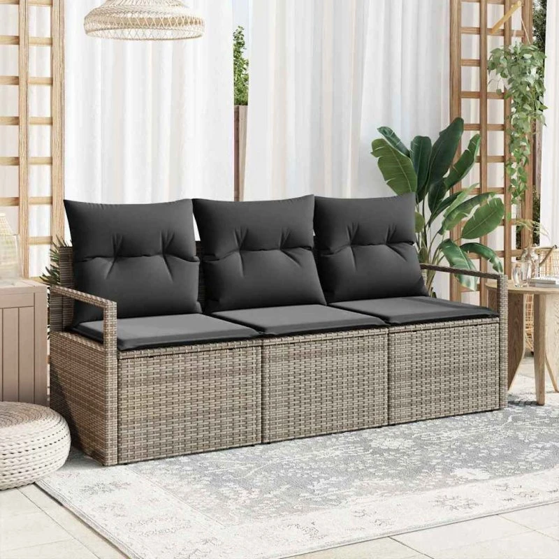 vidaXL 3-pces Grå Polyrrattan Havesofa Sæt