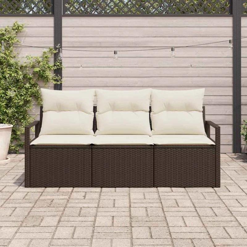 vidaXL 3-pces Havesofa Sæt Brun Poly rattan