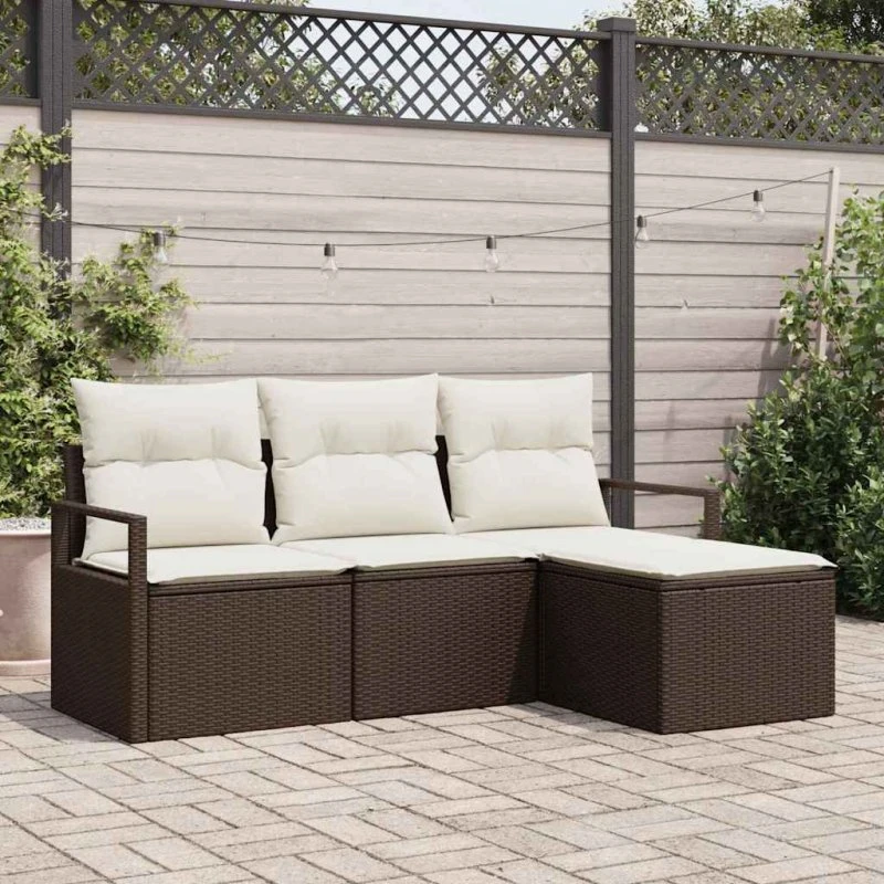 vidaXL Sofa Sæt 4 pc Brun Poly rattan
