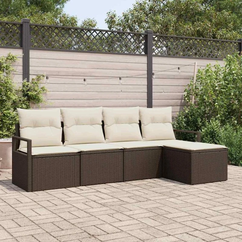 vidaXL 5-pces Brun Poly Rattan Havesofa Sæt