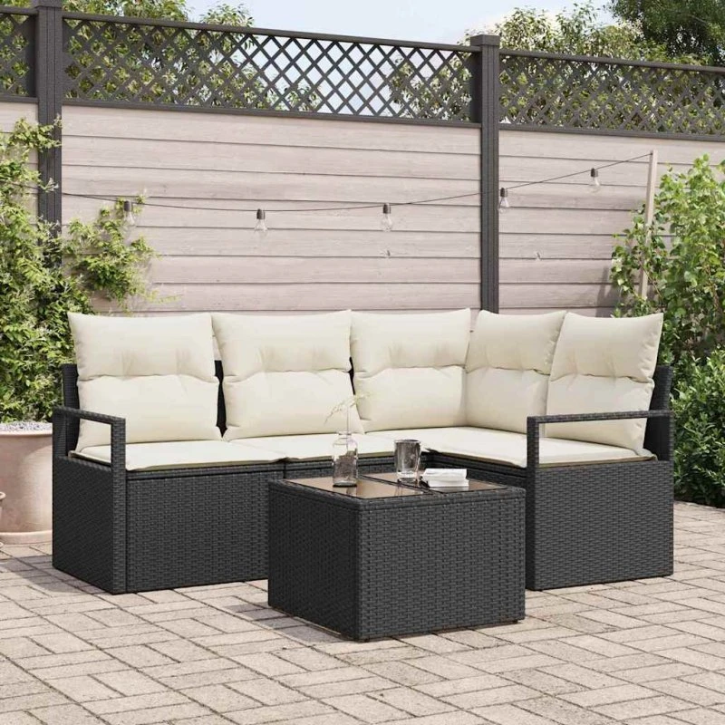 vidaXL 5-pcs Sort Poly rattan Havesofa Sæt