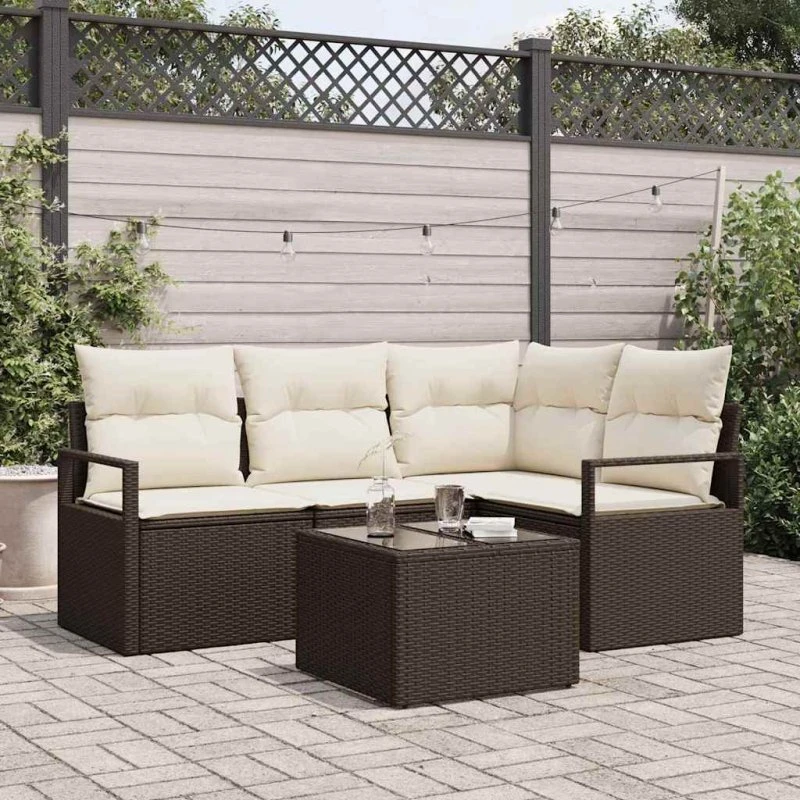vidaXL 5-pces Havesofa Sæt Brun Poly rattan