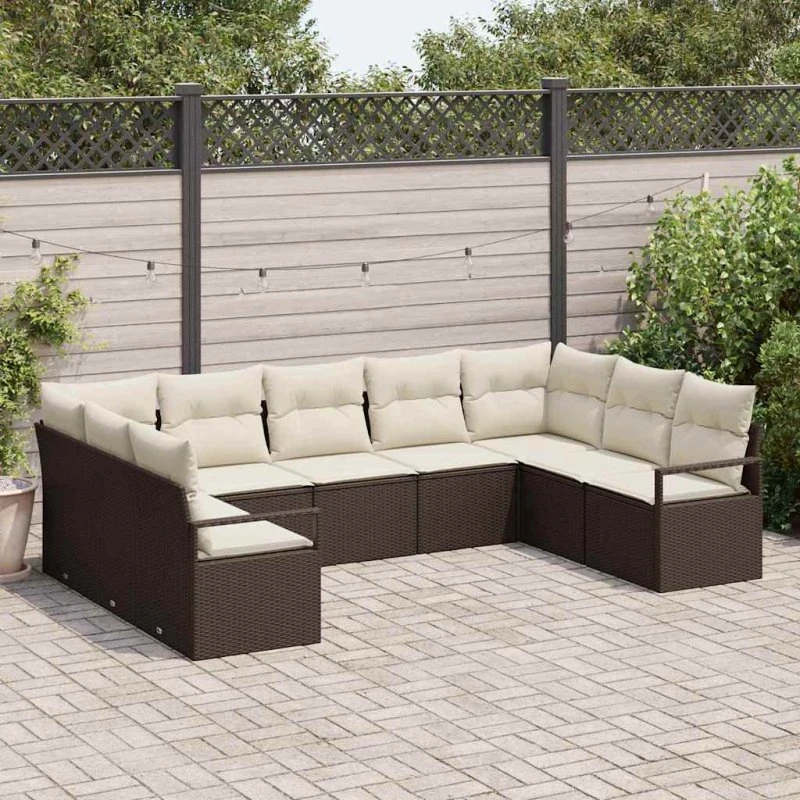 vidaXL Havemøbel Sæt 9 pc Brun PolyRattan