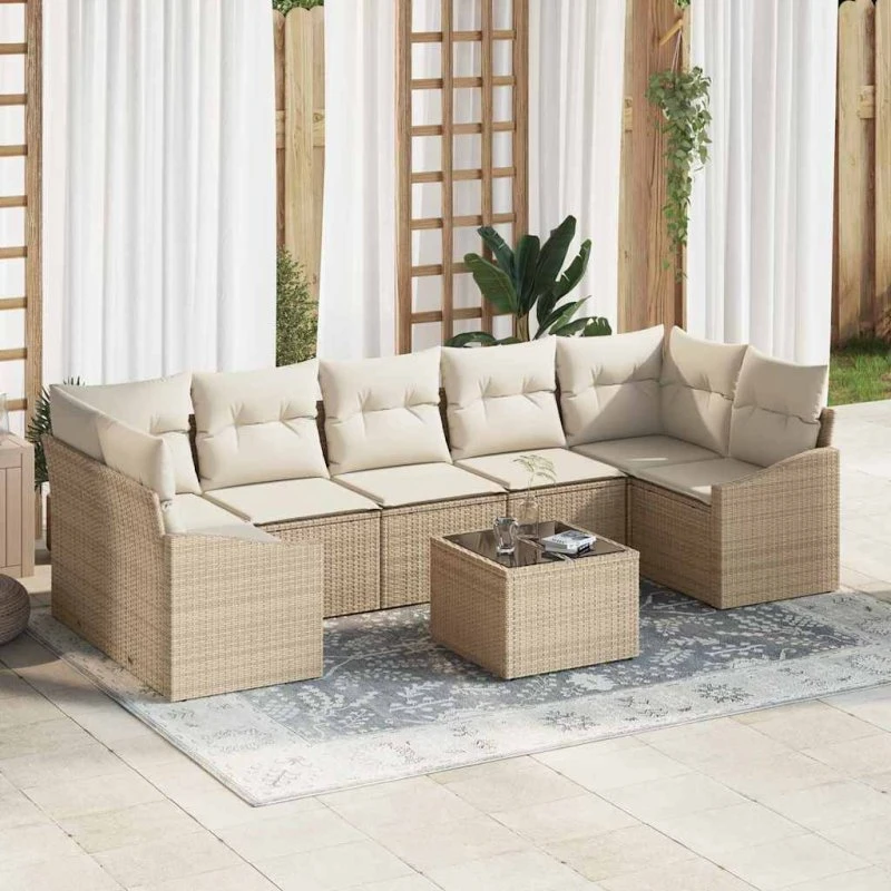 vidaXL Havesofa Sæt med Pude Beige/Creme 55x55x37 cm PolyRattan