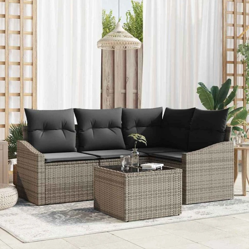 vidaXL Havemøbel Sæt 5-pc Grå Poly rattan