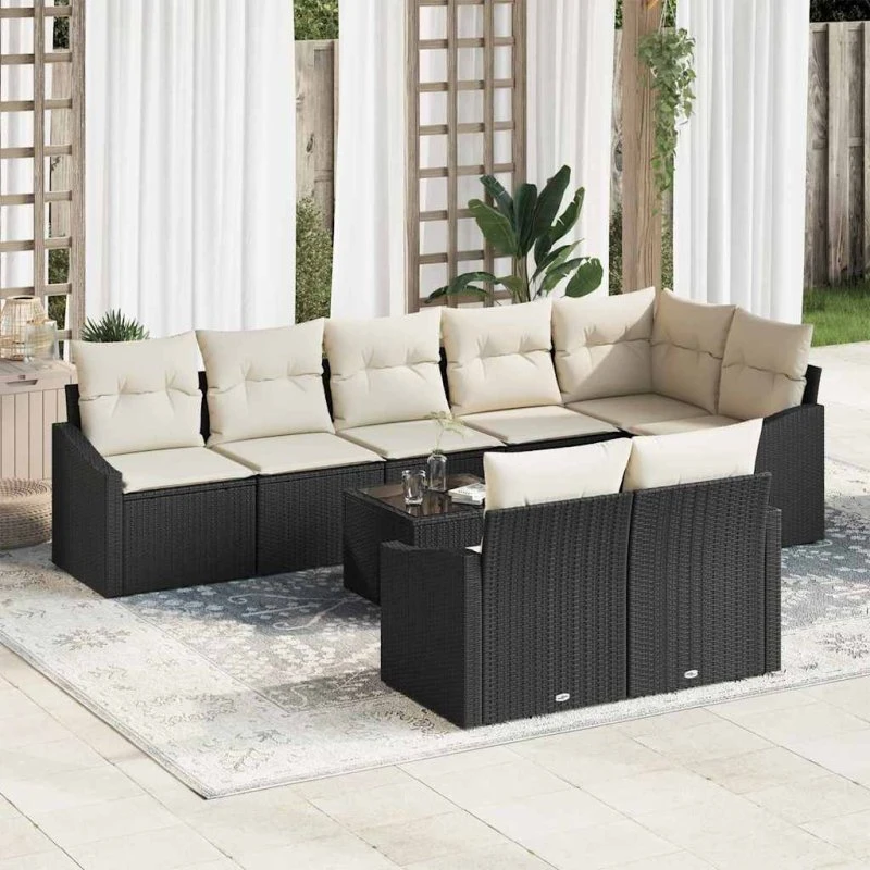 vidaXL Sofa Sæt 9 pcs Sort Poly rattan