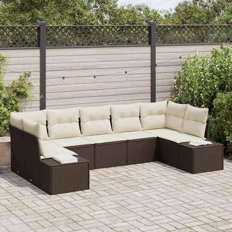 vidaXL Havesofa Sæt 7 stk Brun Poly rattan
