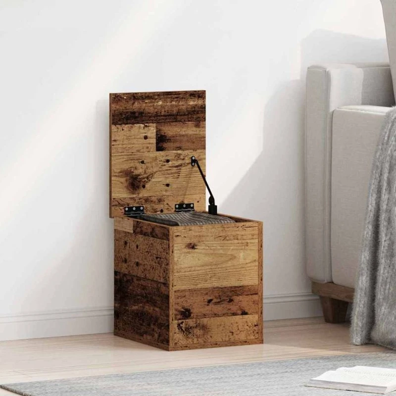 vidaXL Opbevaringskasse Gammelt Træ 30x35x35 cm Konstrueret Træ
