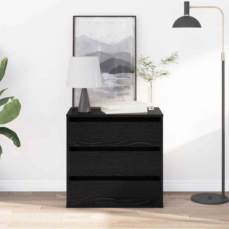 vidaXL Skuffeskab 61x41x58 cm Sort Konstrueret Træ