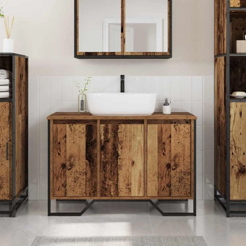 vidaXL Vaskeskab Gammelt Træ 91 x 35 x 60 cm Konstrueret Træ