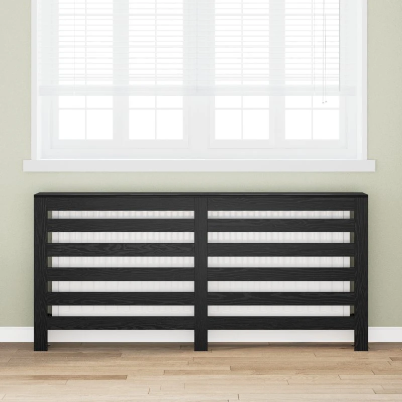 vidaXL Radiatorcover Sort 175 x 20 x 82 cm Konstrueret Træ