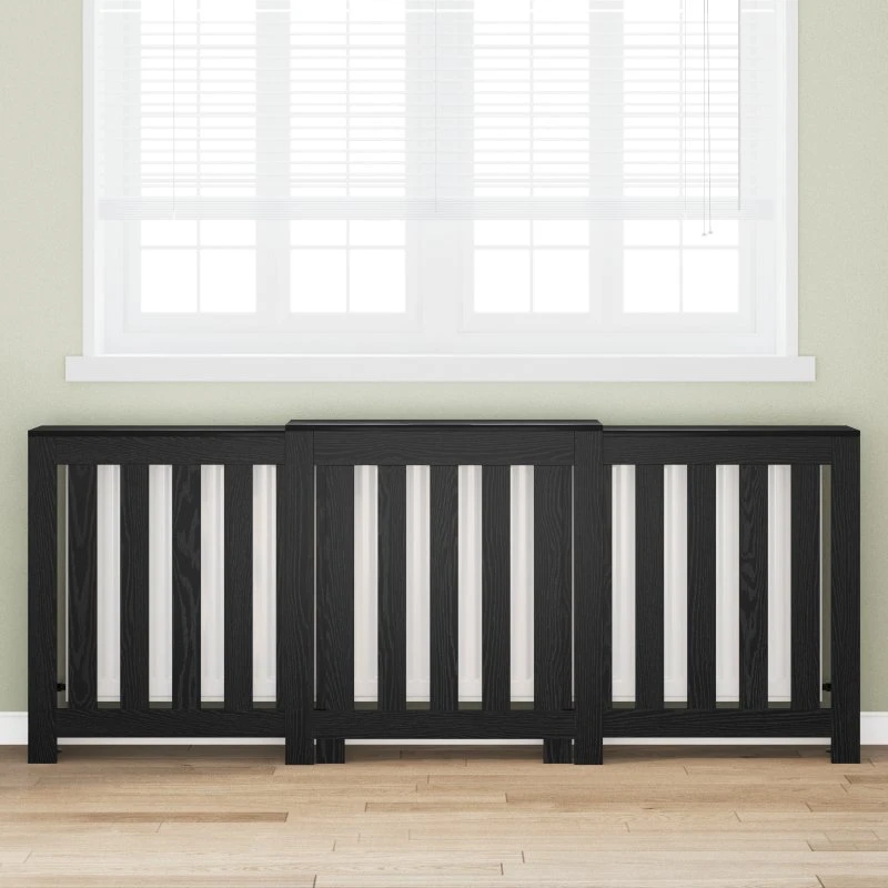 vidaXL Radiatorcover Sort 205 x 21,5 x 83,5 cm Konstrueret Træ