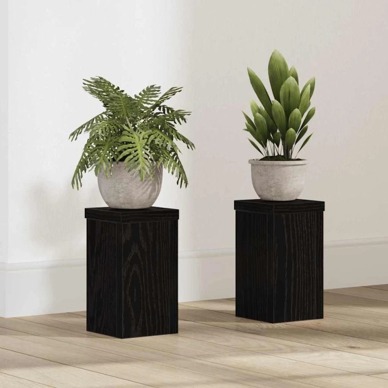 vidaXL Planteholder 2 stk, Sort eg, 10 x 10 x 18 cm, Konstrueret træ