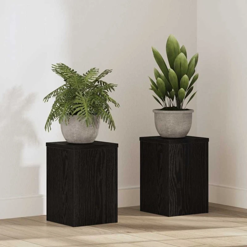 vidaXL Planteholder 2 stk, Sort eg, 20 x 20 x 30 cm, Konstrueret træ