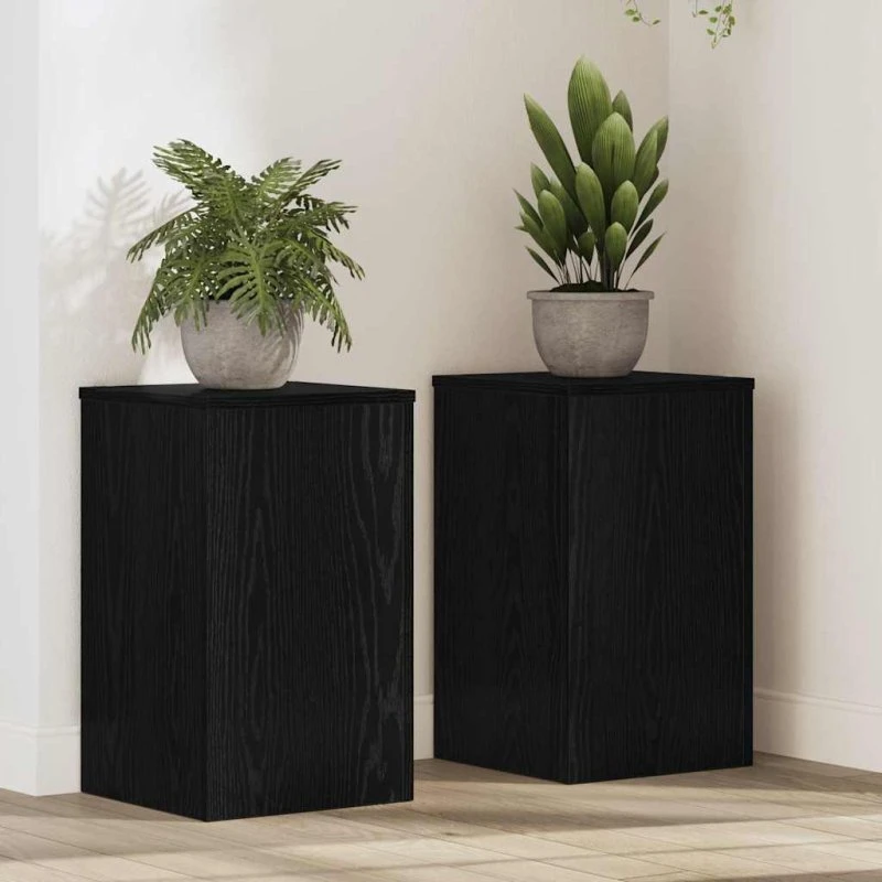 vidaXL Planteholder 2 stk, Sort, 30 x 30 x 50 cm, Konstrueret Træ