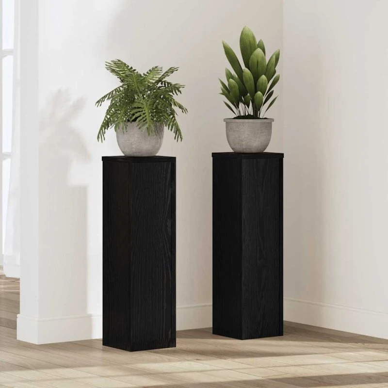 vidaXL Planteholder 2 stk, Sort eg, 17 x 17 x 60 cm, Konstrueret træ