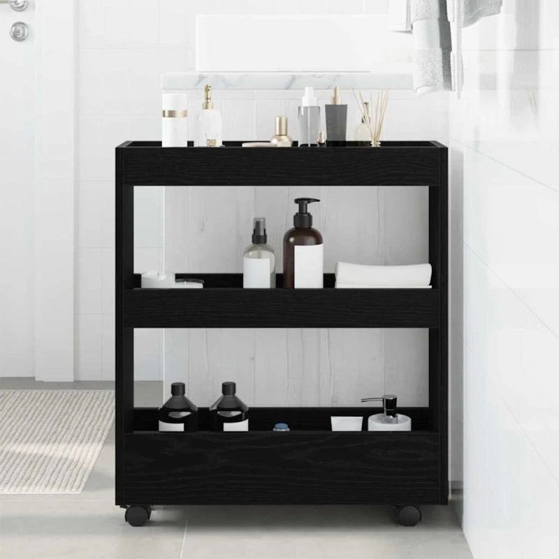 vidaXL Smal Opbevaringsvogn 60x18x70 cm Sort Konstrueret Træ