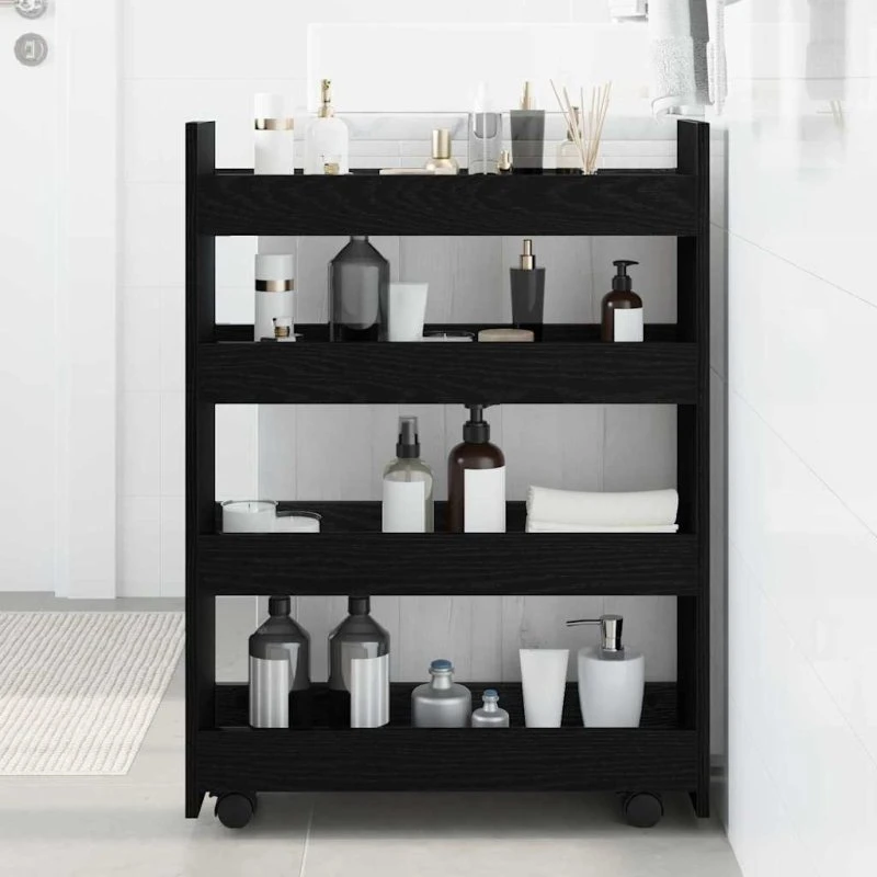 vidaXL Smal Opbevaringstrolley Sort 60x20x82 cm Konstrueret Træ