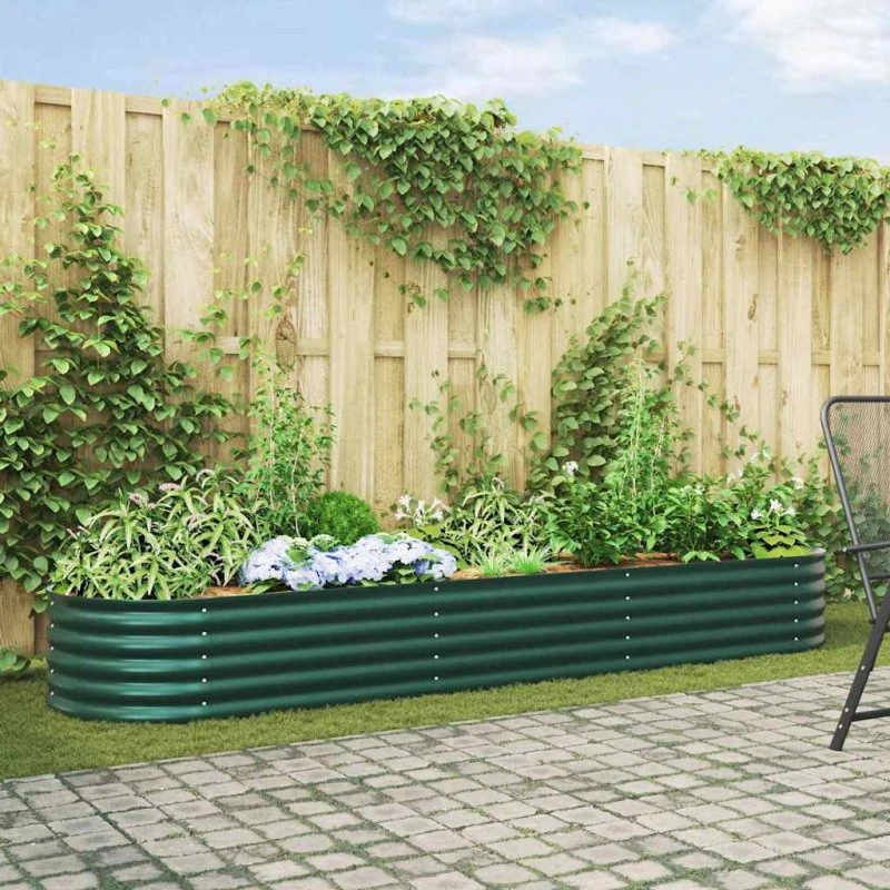 vidaXL Hævet Bed Grøn 320 x 80 x 44 cm Stål