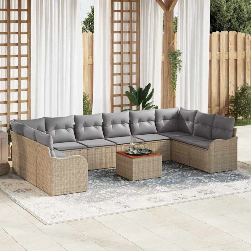 vidaXL Havesofa Sæt 11 pcs Beige Polyrrattan