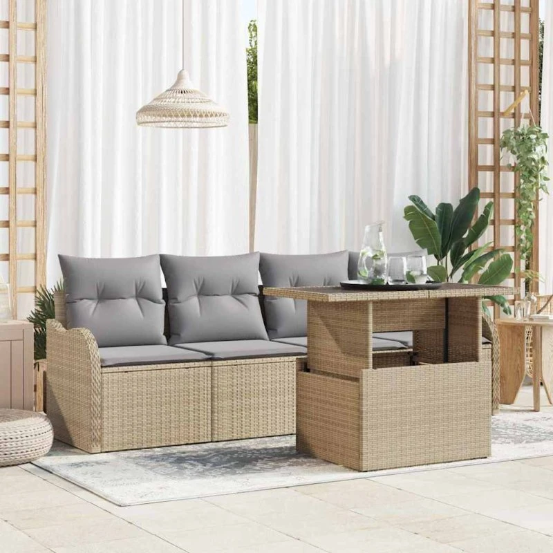 vidaXL Havesofa Sæt 5-pc Beige Poly Rattan
