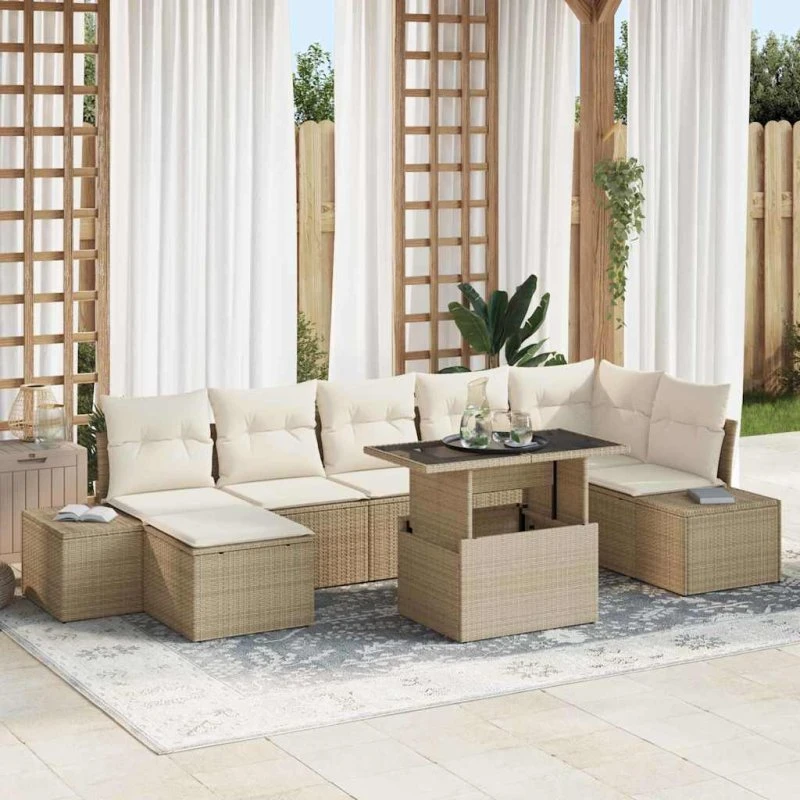vidaXL Havesofa Sæt 8 del, beige og cremefarvet