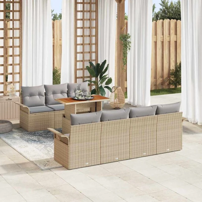vidaXL Havesofa Sæt 8 pcs beige og lysegrå