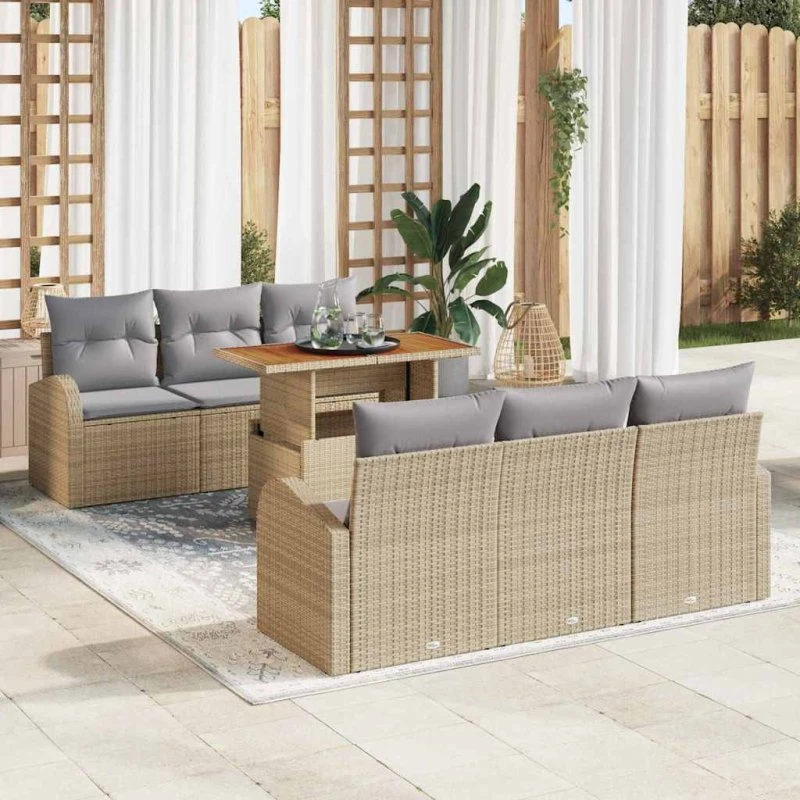 vidaXL Havesofa Sæt 7 stk beige og lysegrå 100 x 55 x 73 cm