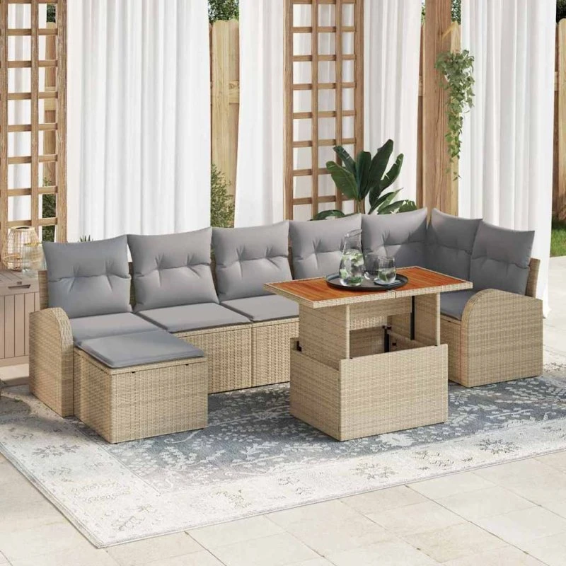 vidaXL Havesofa Sæt 8 pcs beige og lysegrå