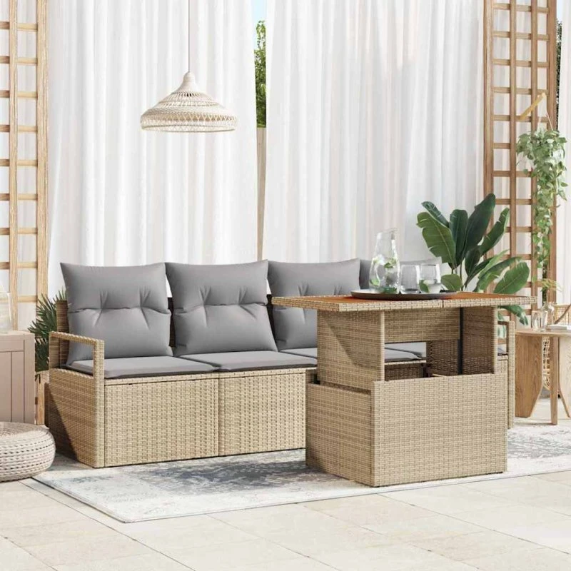 vidaXL Havesofa Sæt 5-pc beige og lysegrå