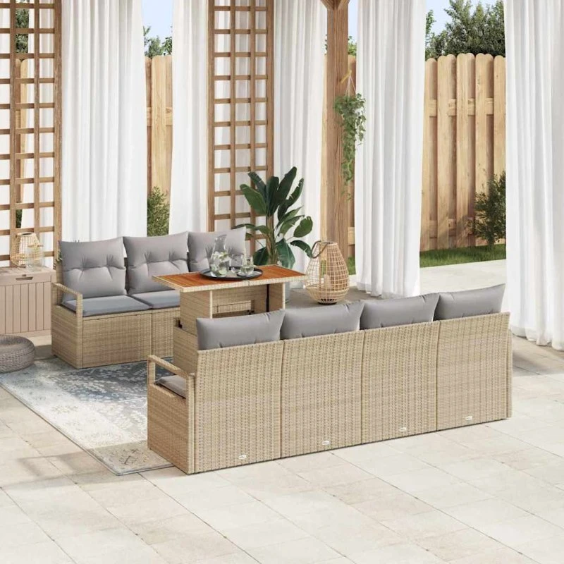 vidaXL Havesofa Sæt 8 stk Beige og Grå