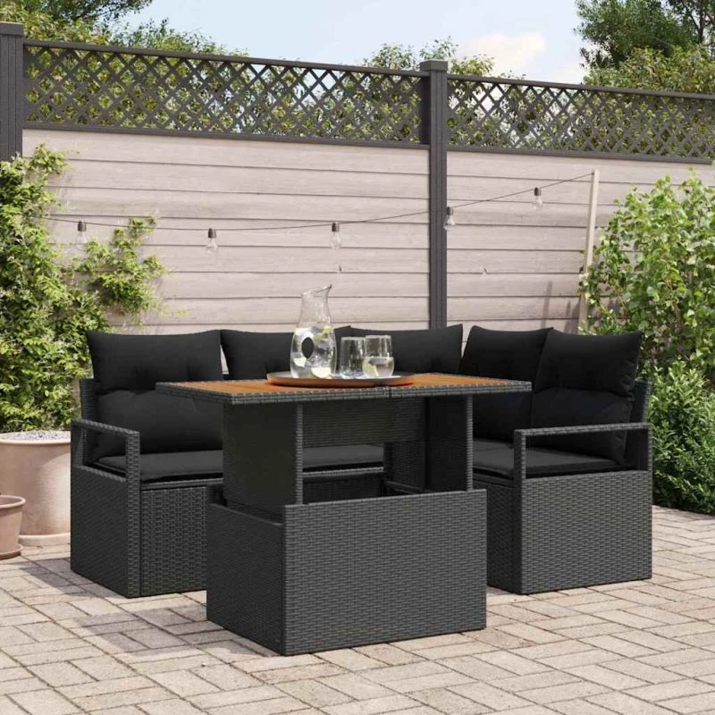 vidaXL Have Spisebordssæt 5 stk Sort og Brunt 100 x 55 x 73 cm