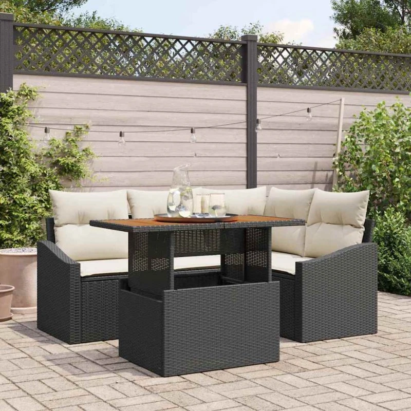 vidaXL Have Spisebordssæt 5 pcs Sort og Cream 100 x 55 x 73 cm