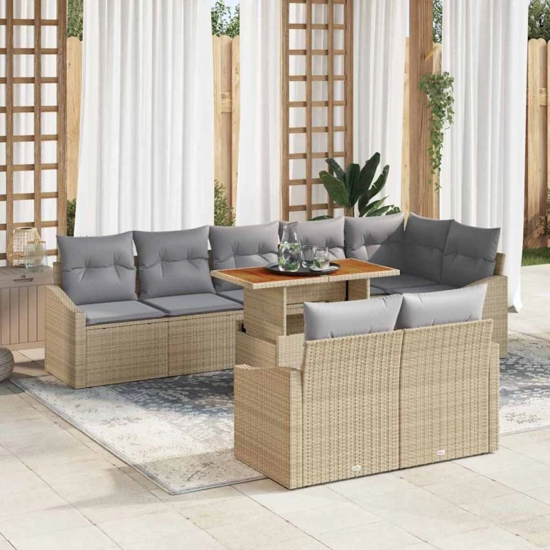 vidaXL Havesofa Sæt 9 stk Beige og Grå