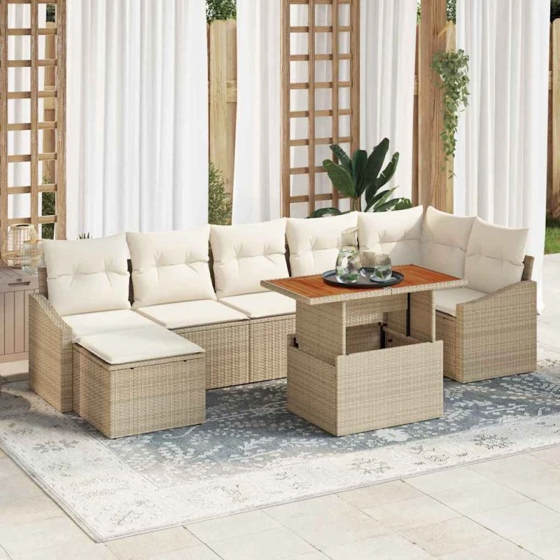 vidaXL Have Spisebordssæt 8 stk Beige og Creme