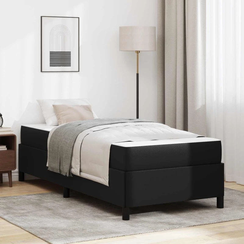vidaXL Sengestel med Madras, Sort 90 x 190 cm, Stof
