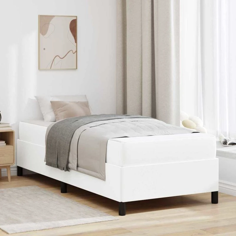 vidaXL Sengestel med Madras Hvid 90 x 190 cm Stof